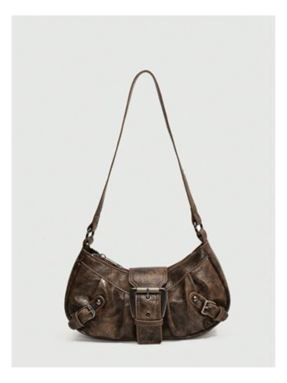 Y2K Hobo Shoulder Bag PU Leather with Coin Purse Buckle Western Vintage Handbag - Picture 2 of 5
